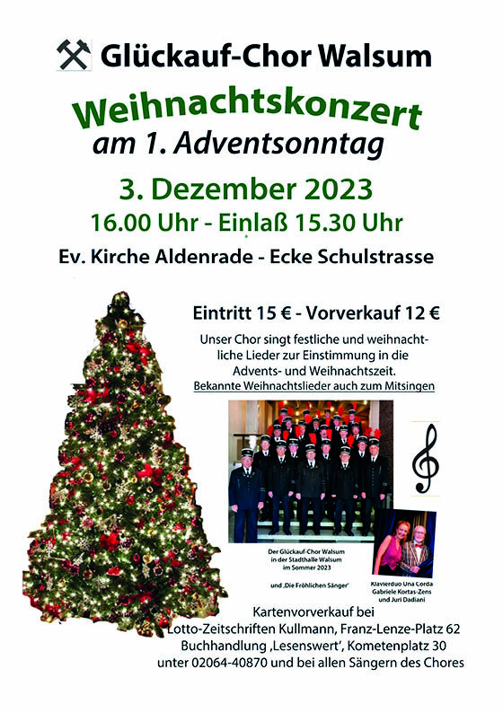 Weihnachtskonzert am 03. Dezember in der Kirche Aldenrade